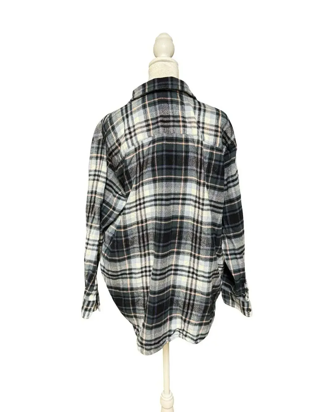 Madewell Flannel Shirt Men’s L Regular Plaid Blue White Gray Cotton Button